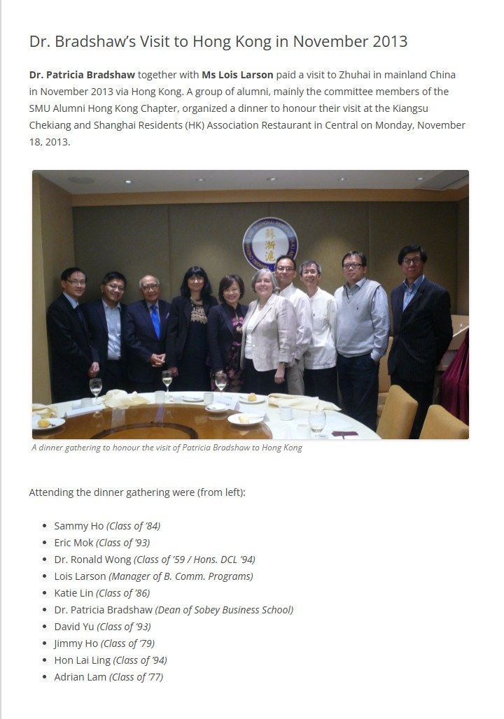 2013-11-18 Dr. Bradshaw's Visit to Hong Kong in 2013 (as well as in 2016)